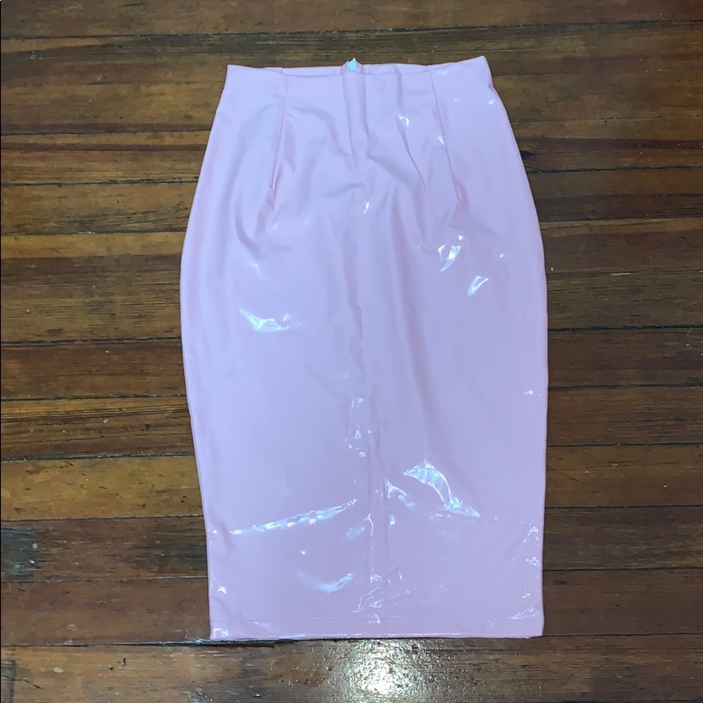 Light Pink Vegan Leather Pencil Skirt S